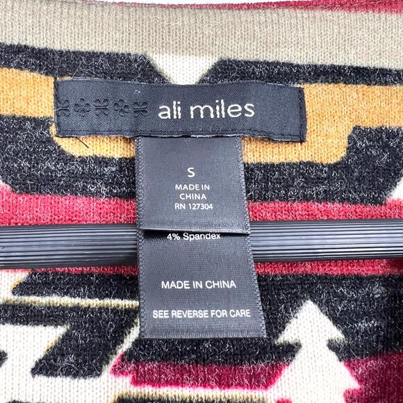 Ali Miles Sz Small Knit Sweater Jacket Blouse Shirt Top Aztec Red Ranch Montana - Picture 2 of 10